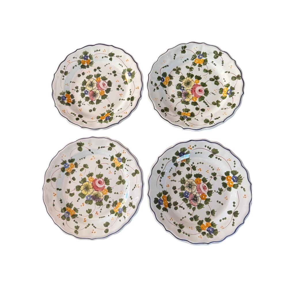 L PARDI Castelli - Rosa Pattern Set of 4 Plates  - 7.5" Salad/Dessert